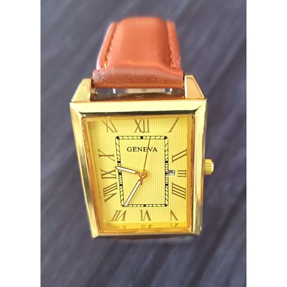 Geneva Classic Vintage‎ Look Men's Louis Tank Large 37mm Watch New ** - Picture 2 of 9